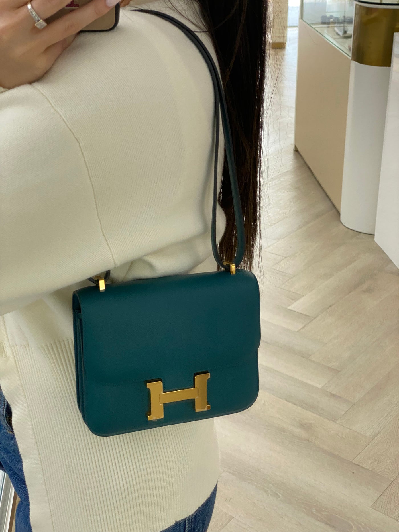 Hermes Mini Constance Vert Bosphorus GHW