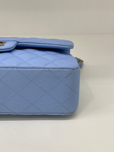 Chanel Small Classic Flap Blue CGHW