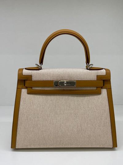 Hermes Kelly 28 Sellier Beige/Sesame Canvas PHW