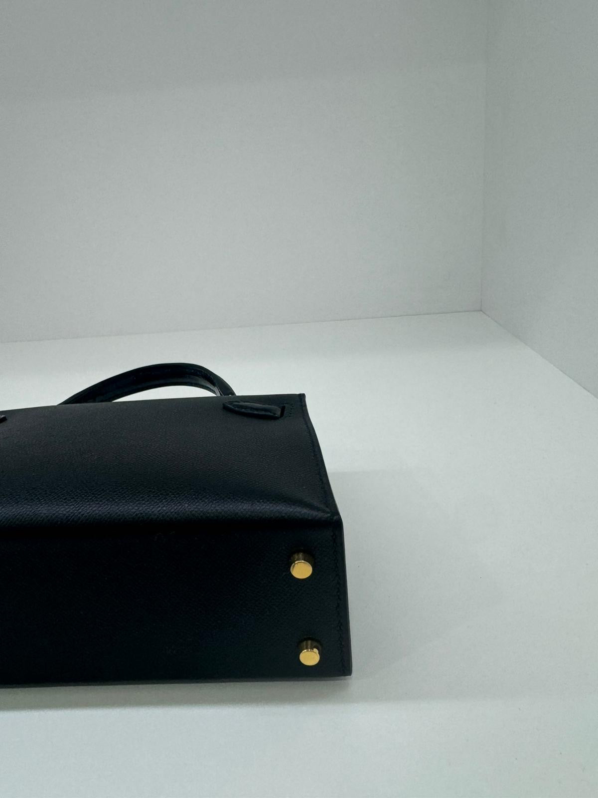 Hermes Mini Kelly 20 Black Touch with Alligator GHW