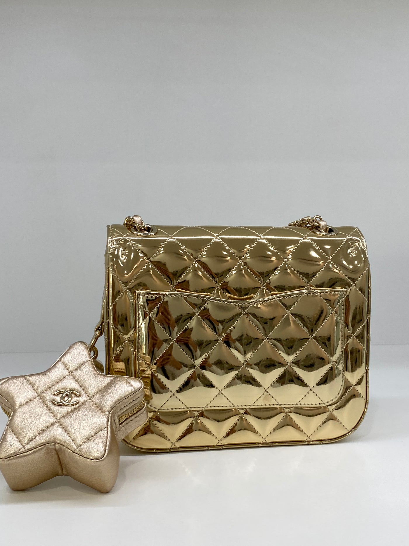 Chanel Mirror Mini Classic Flap with Star Coin Purse - Gold (microchipped)