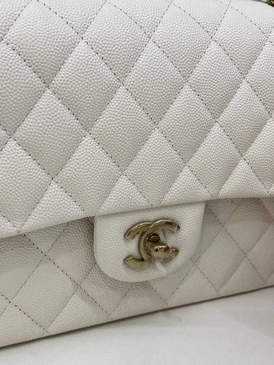 Chanel Classic Flap White Medium CGHW (Microchipped)