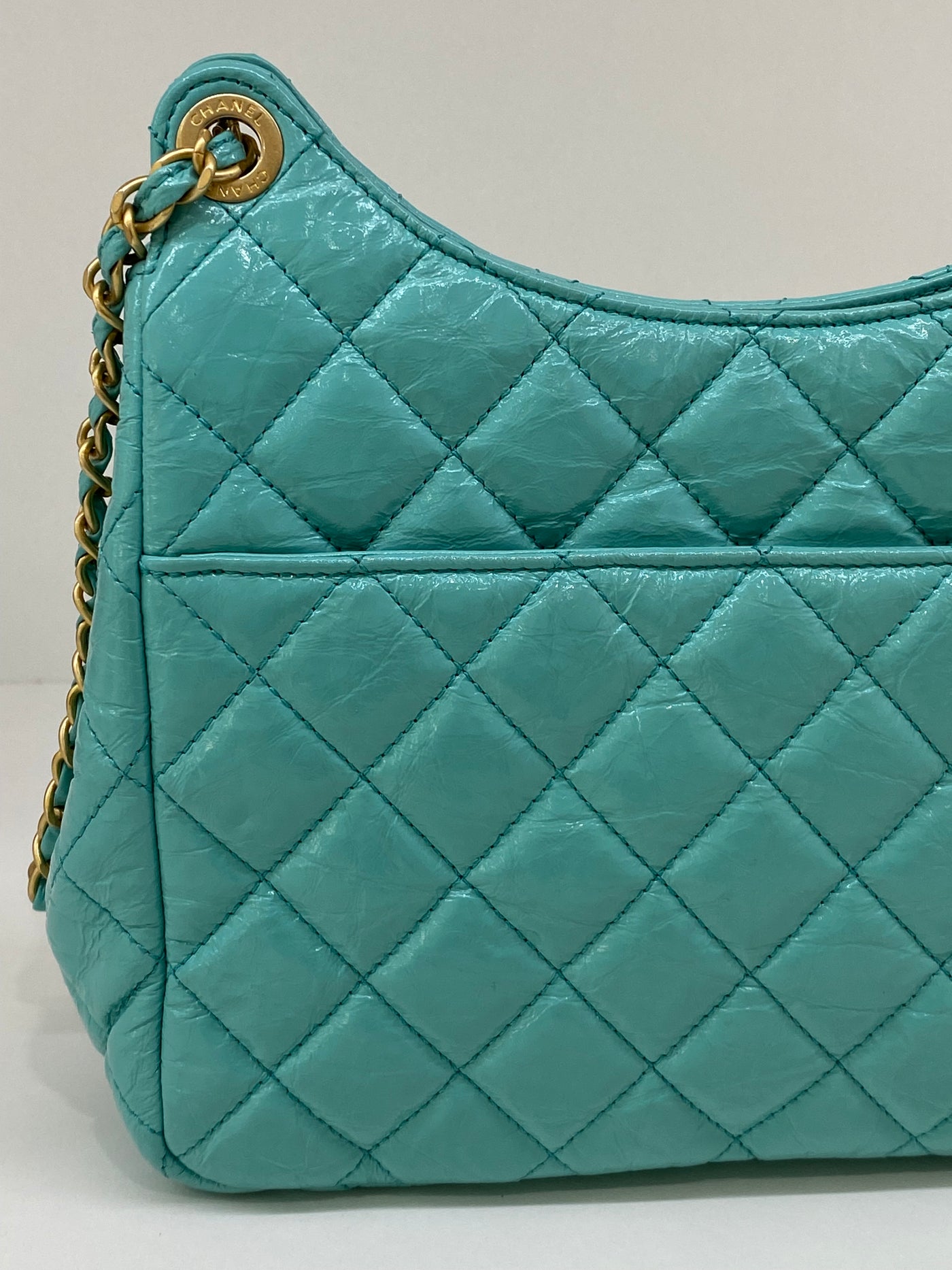 Chanel Hobo Chain Shoulder Bag Blue GHW