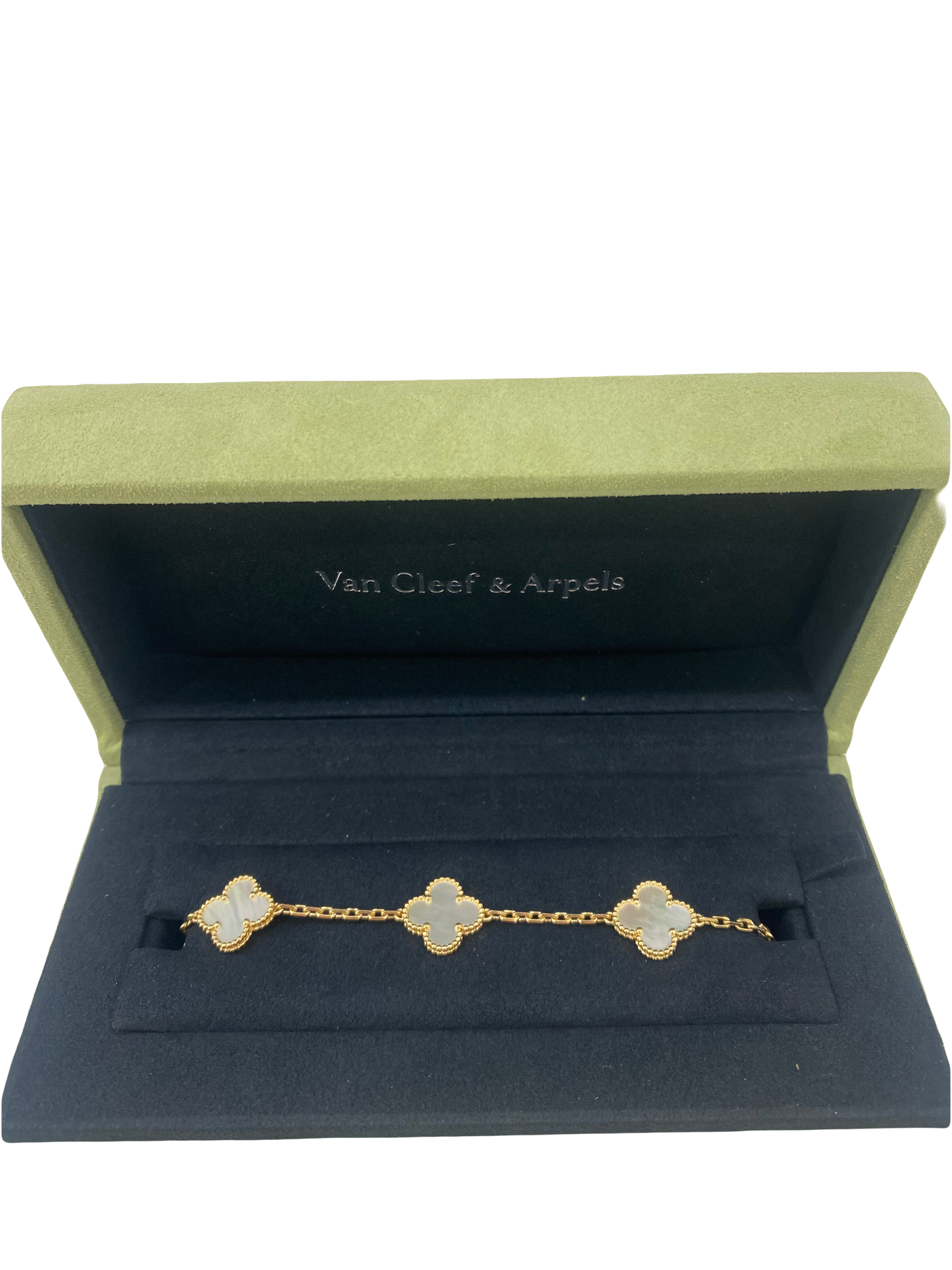 Van Cleef Alhambra 5 Motif Bracelet Mother of Pearl GHW