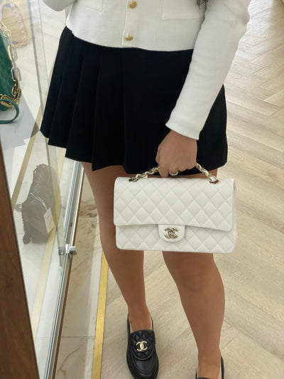 Chanel Classic Flap White Medium CGHW (Microchipped)