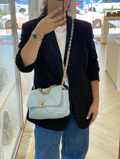 Chanel 19 Small Baby Blue Bag