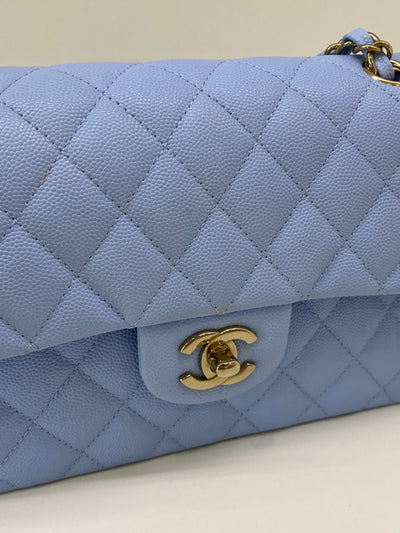 Chanel Small Classic Flap Blue CGHW