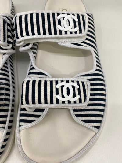 Chanel Dad Sandals Stripe Size 38