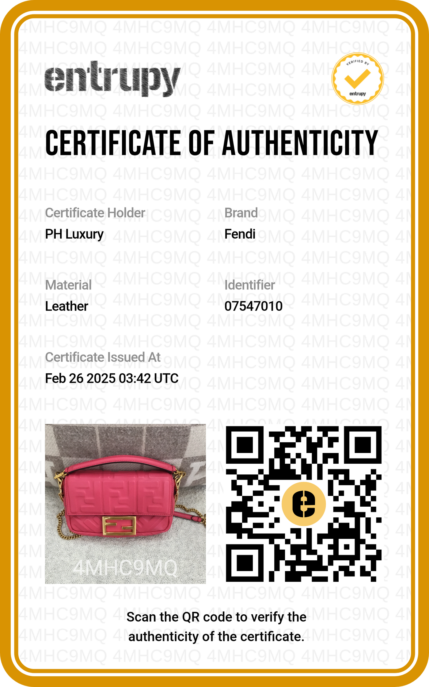 Fendi Baguette Leather Monogram Pink GHW