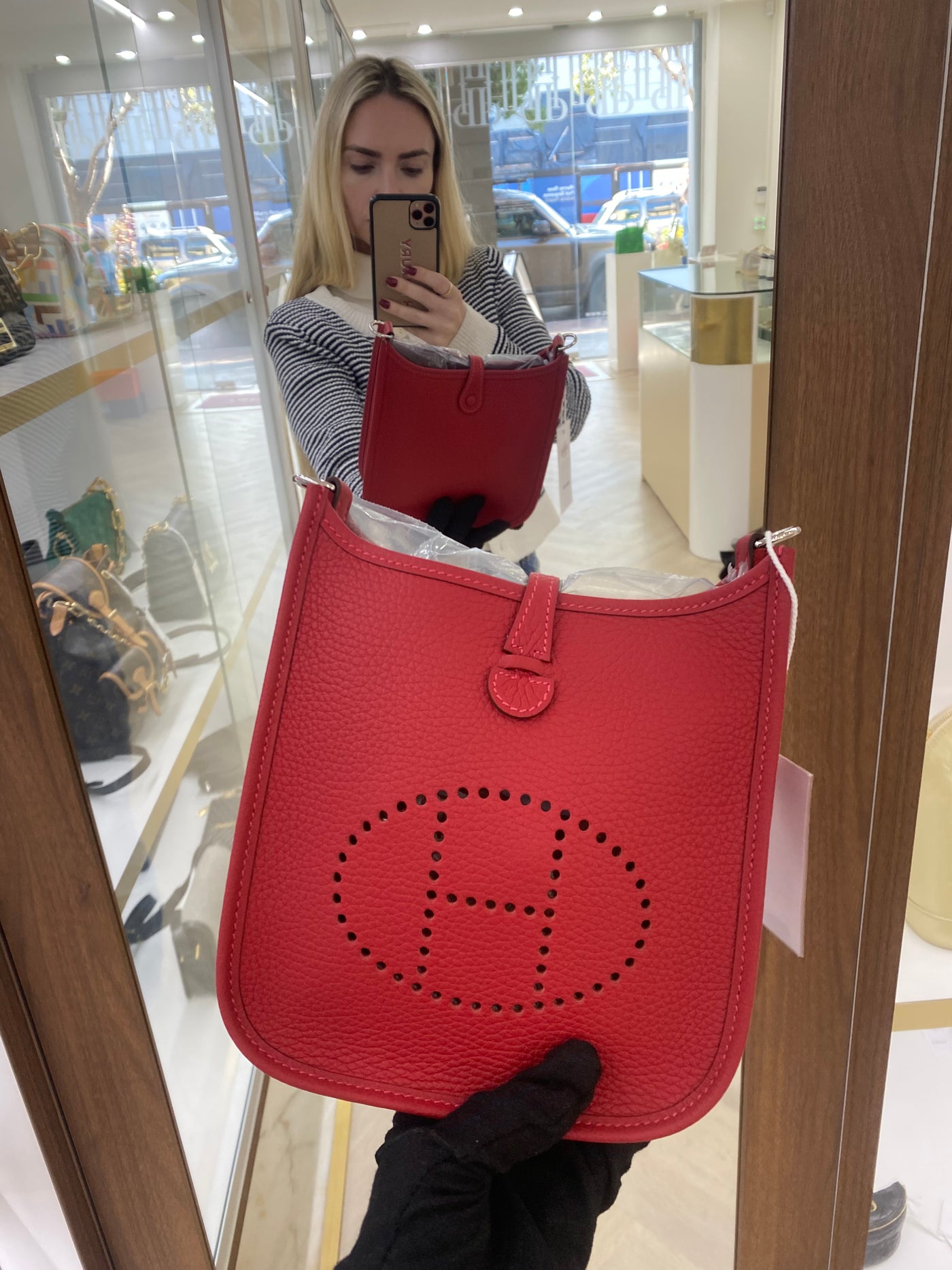 Hermes Mini Evelyn 16 Vermillion/Rouge Vif PHW