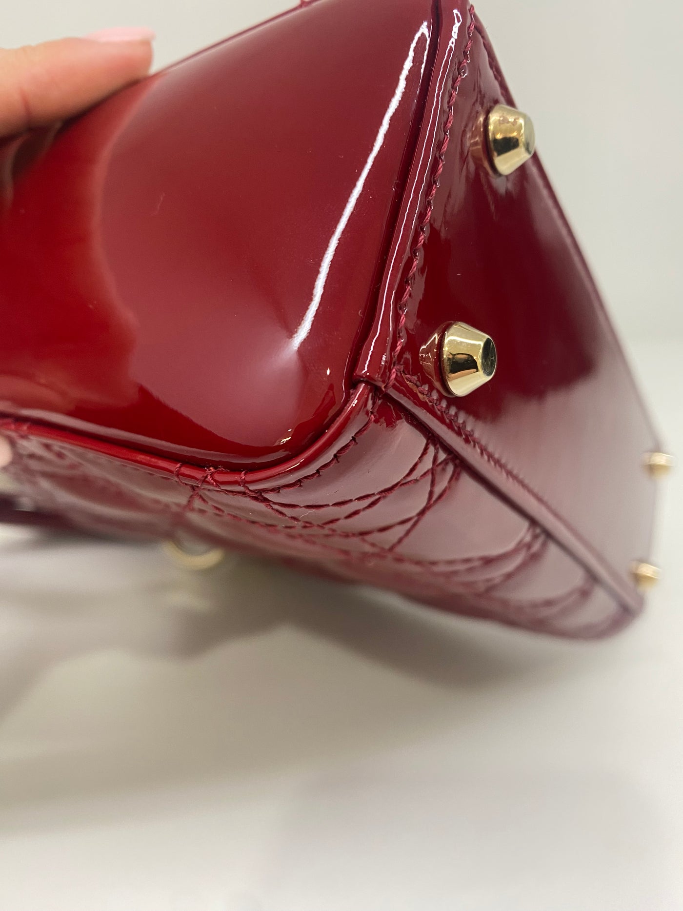 Christian Dior Lady Dior Mini Patent Leather Red CGHW