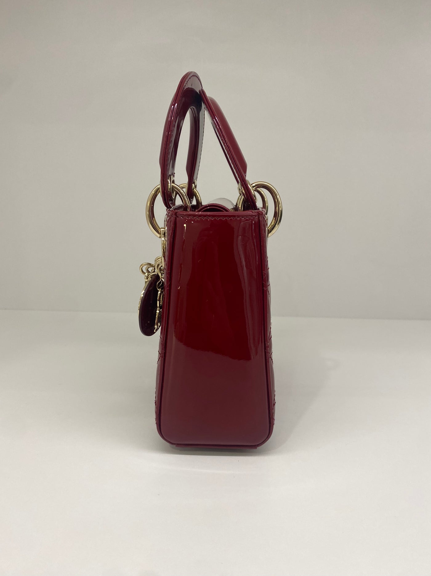 Christian Dior Lady Dior Mini Patent Leather Red CGHW