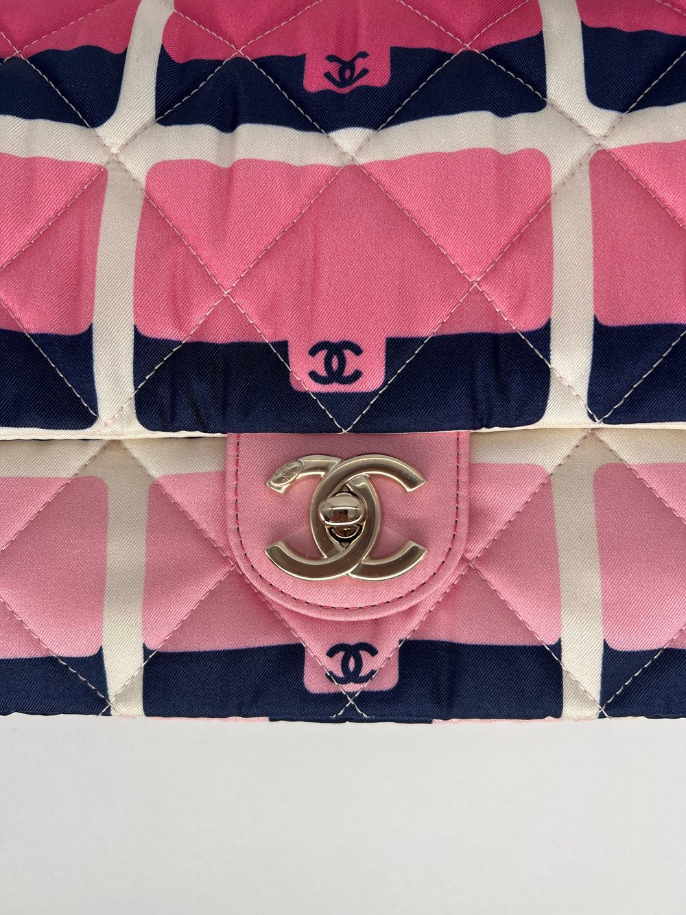 Chanel Nylon Flap Bag Pink Fabric GHW