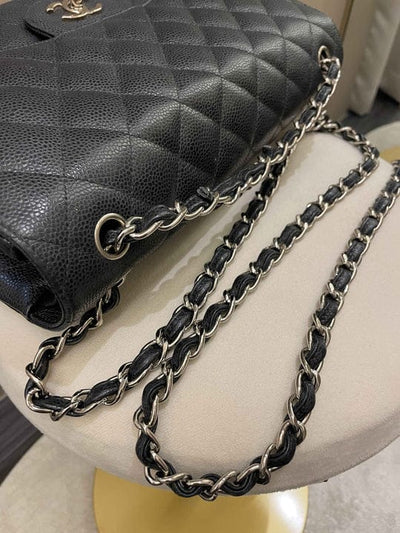 Chanel Classic Jumbo Flap Black Caviar Leather SHW (OE)