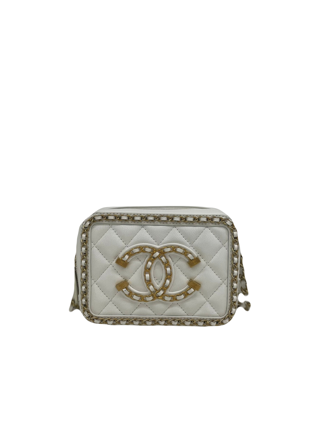 Chanel White Vanity Small - Chain Detail