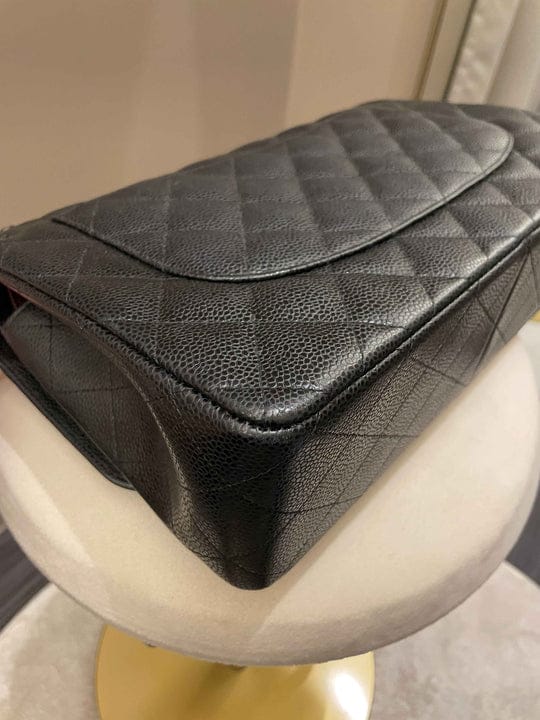 Chanel Classic Jumbo Flap Black Caviar Leather SHW (OE)