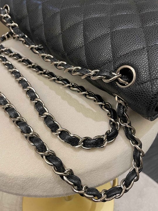 Chanel Classic Jumbo Flap Black Caviar Leather SHW (OE)