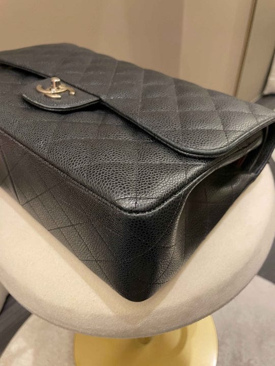 Chanel Classic Jumbo Flap Black Caviar Leather SHW (OE)