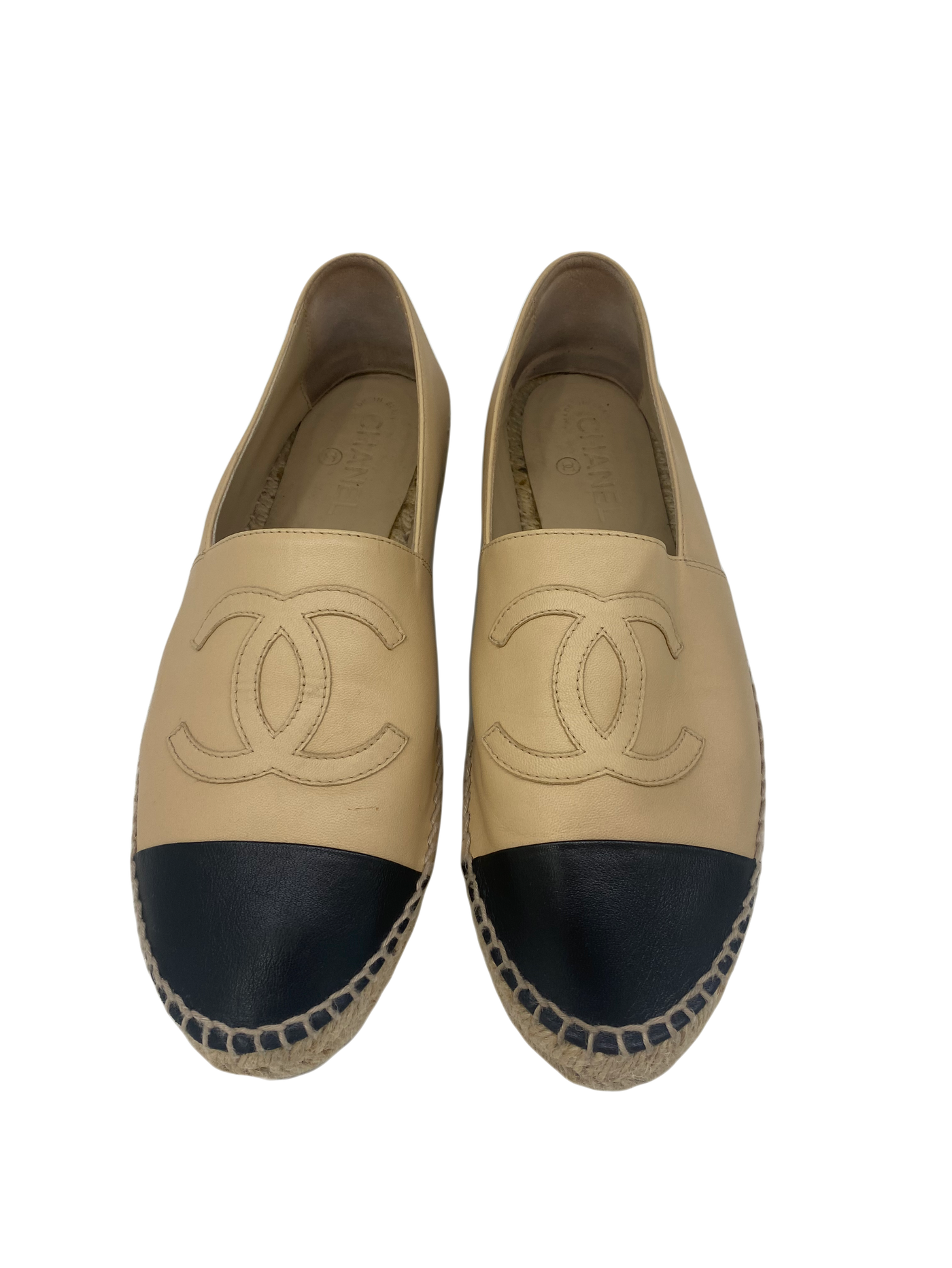 Chanel Beige and Black Espadrilles Size 41 - SOLD