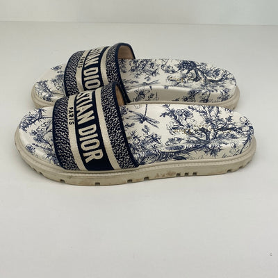 Dior Chunky DWay Slides Blue & White - Size 38